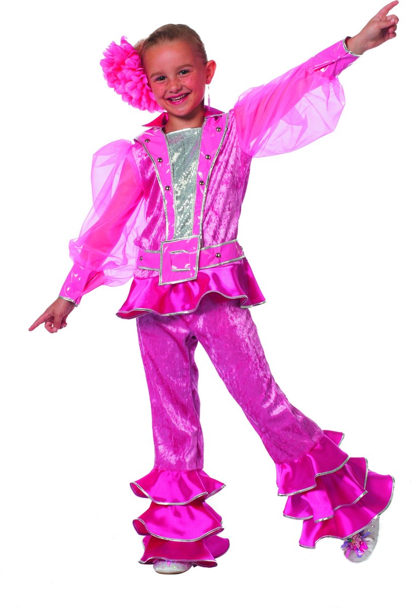 Carnavalskleding Mama Mia Abba meisje roze Maat 164