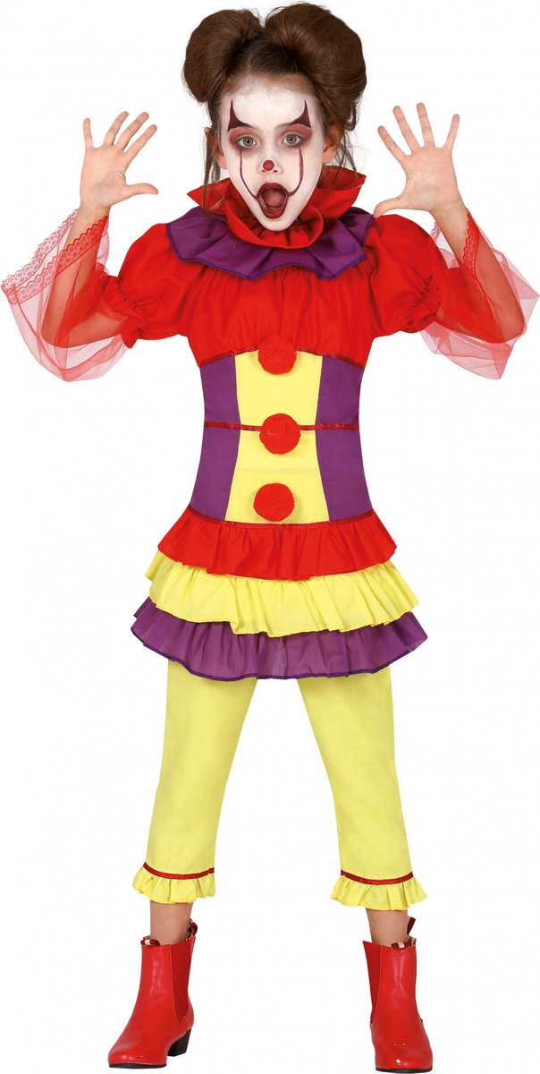 Fiestas Guirca Verkleedjurk Clown Polyester Rood/geel Mt 5-6 Jaar