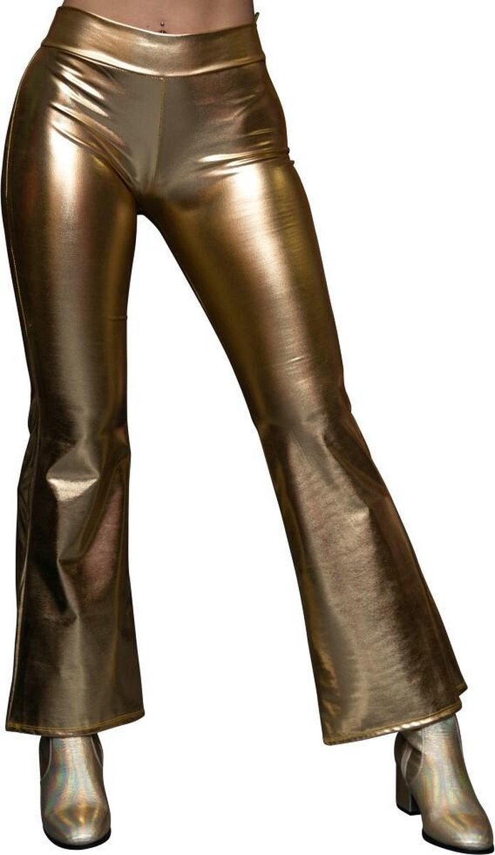 Flared legging/ Flared broek - Goud - Maat S - Disco - Hippie - Festival