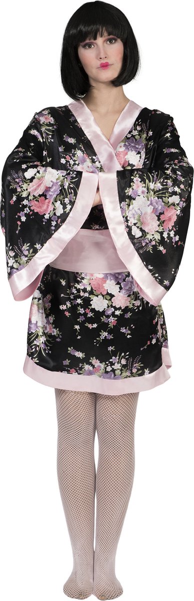 Funny Fashion - Aziatisch & Indisch Kostuum - Japanse Kimono Shimasake - Vrouw - roze - Maat 36-38 - Carnavalskleding - Verkleedkleding