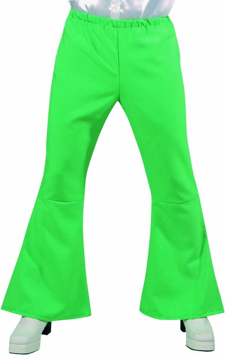 Groene Hippie broek met wijde pijpen | Jaren 70 heren verkleedkleding maat M (50/52)