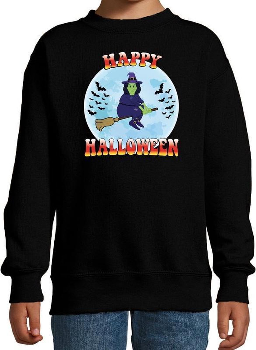 Halloween Happy Halloween heks verkleed sweater zwart voor kinderen - horror heks trui / kleding / kostuum 152/164