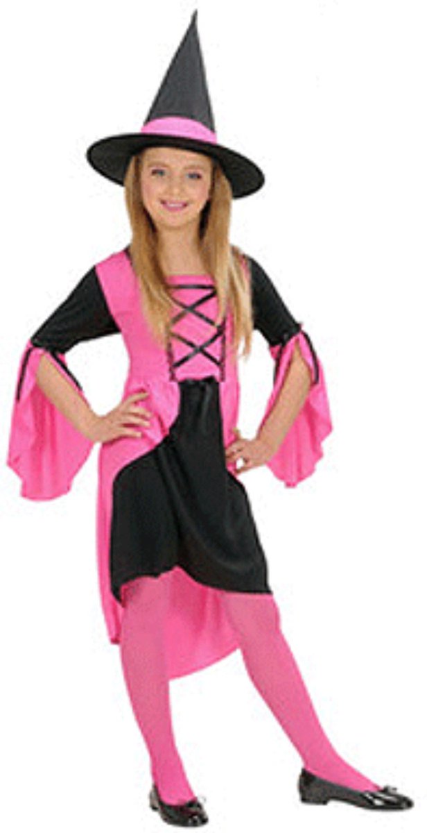 Halloween Heksen kostuum roze kinderen 158