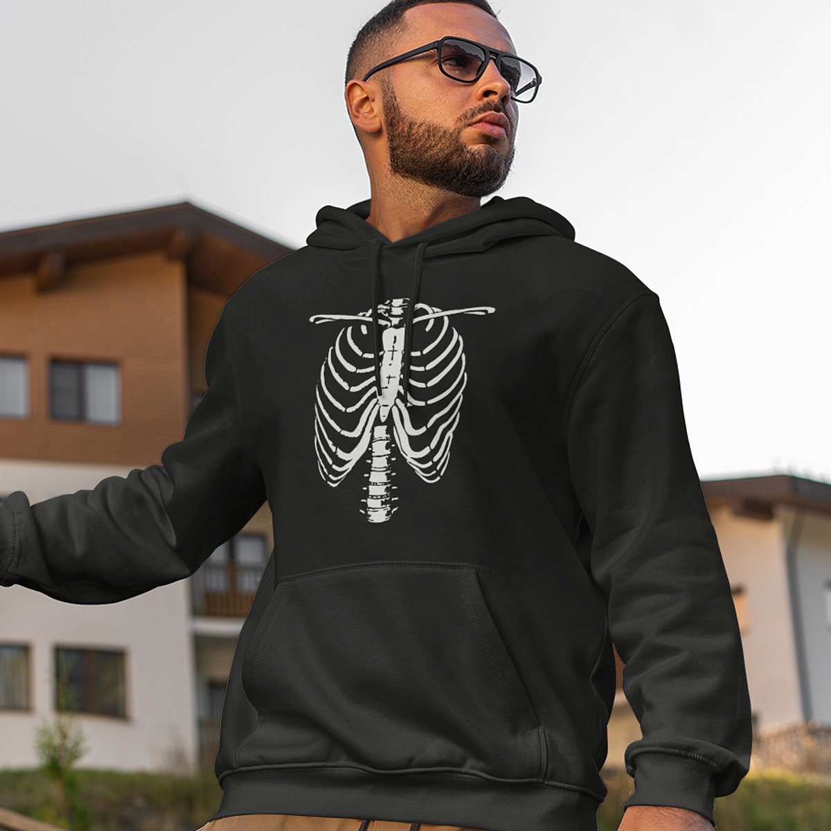 Halloween Hoodie - Boney Chest (MAAT L - UNISEKS FIT) - Halloween kostuum voor volwassenen - Dames & Heren