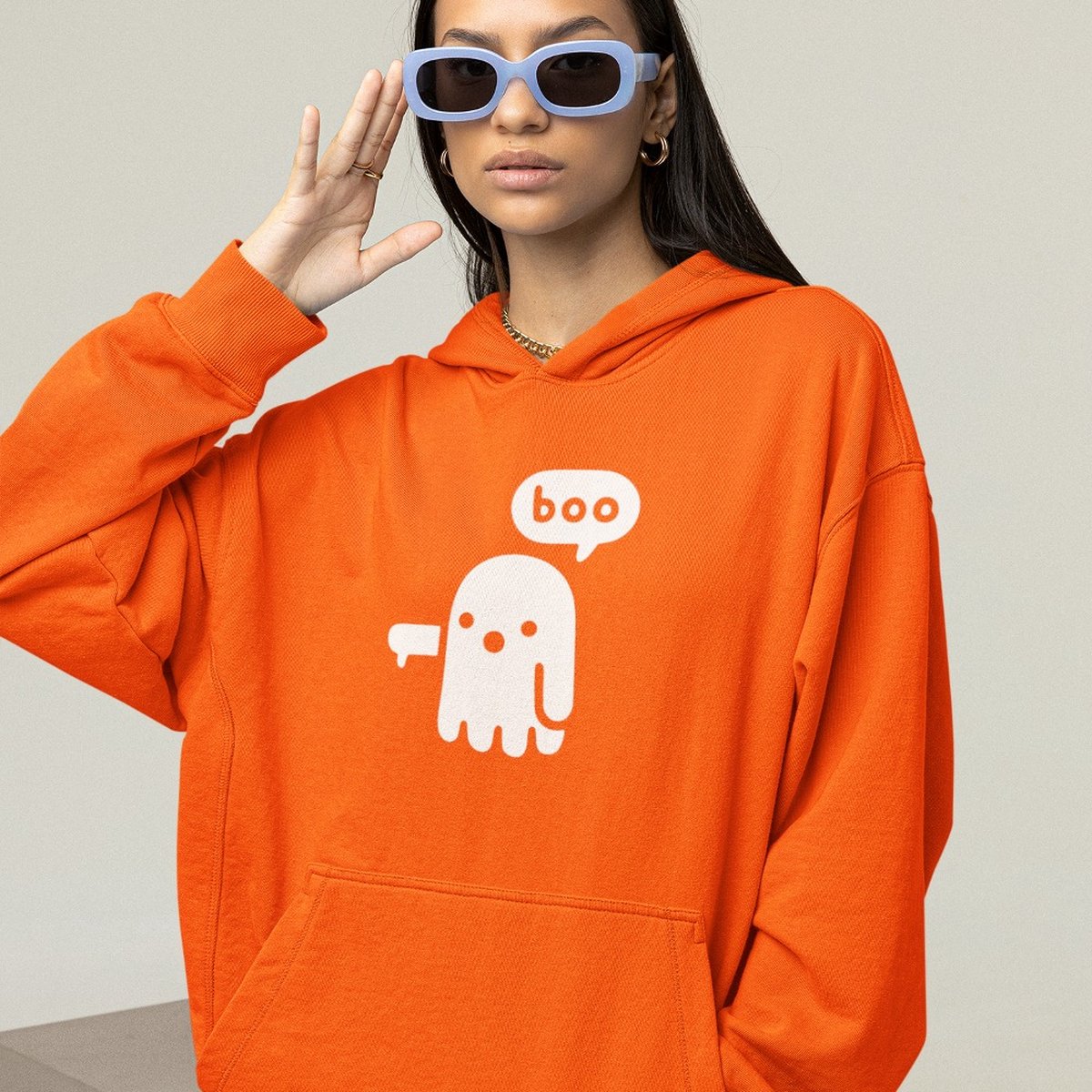 Halloween Hoodie - Boo Spook Oranje (MAAT 3XL - UNISEKS FIT) - Halloween kostuum voor volwassenen - Dames & Heren