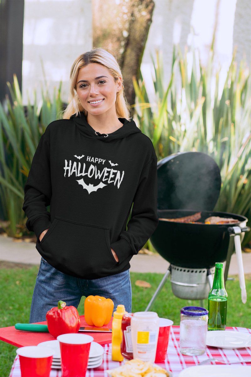 Halloween Hoodie - Happy Halloween (MAAT XS - UNISEKS FIT) - Halloween kostuum voor volwassenen - Dames & Heren