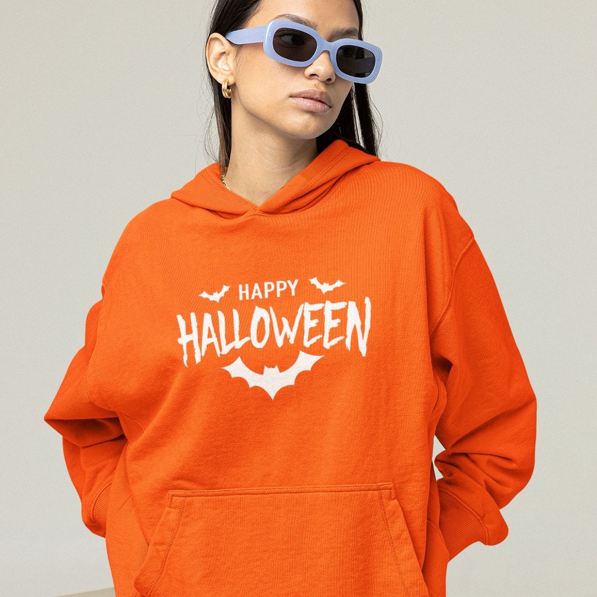 Halloween Hoodie - Happy Halloween Oranje (MAAT 3XL - UNISEKS FIT) - Halloween kostuum voor volwassenen - Dames & Heren