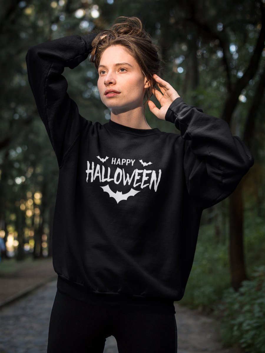 Halloween Trui - Happy Halloween (MAAT 3XL - UNISEKS FIT) - Halloween kostuum voor volwassenen - Dames & Heren