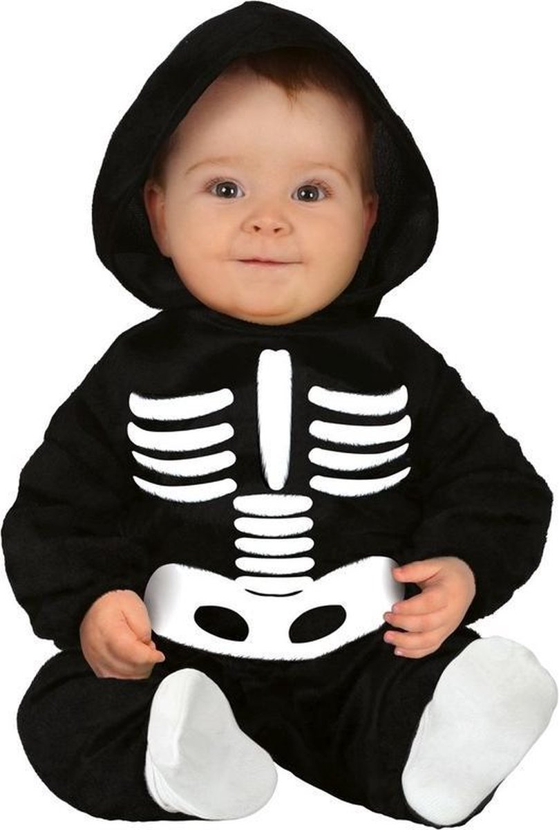 Halloween - Zwart/wit skelet verkleedpak voor baby/peuter - Halloween outfits voor jongens/meisjes 86/92