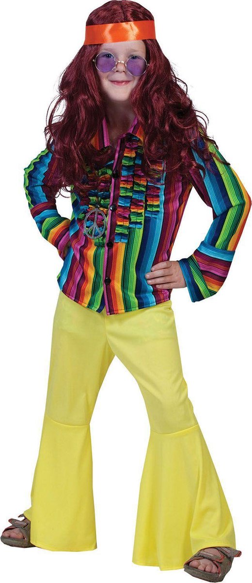 Hippie Kostuum | Ibiza Hippie Shirt Jongen | Maat 116 | Carnaval kostuum | Verkleedkleding