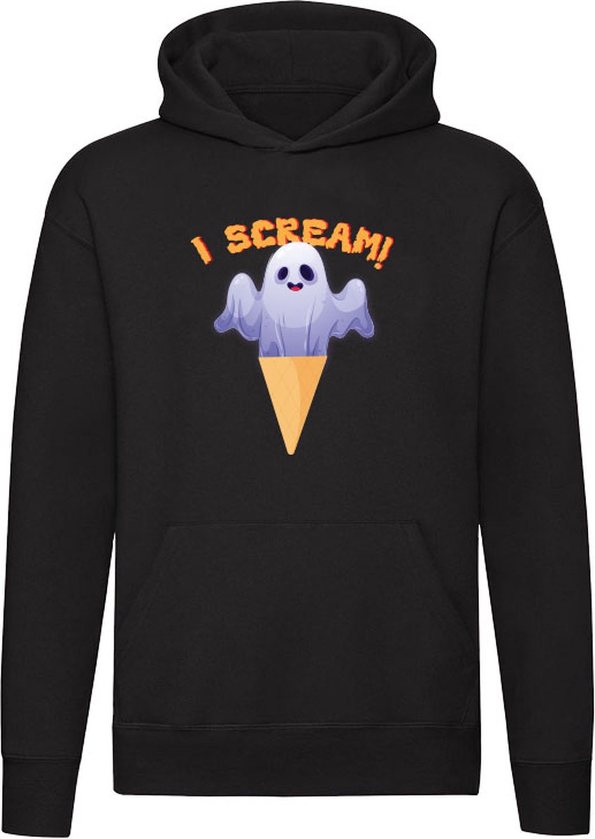 I scream | Halloween | oktober | spook | ijs | Unisex | Trui | Hoodie | Sweater | Capuchon | Zwart