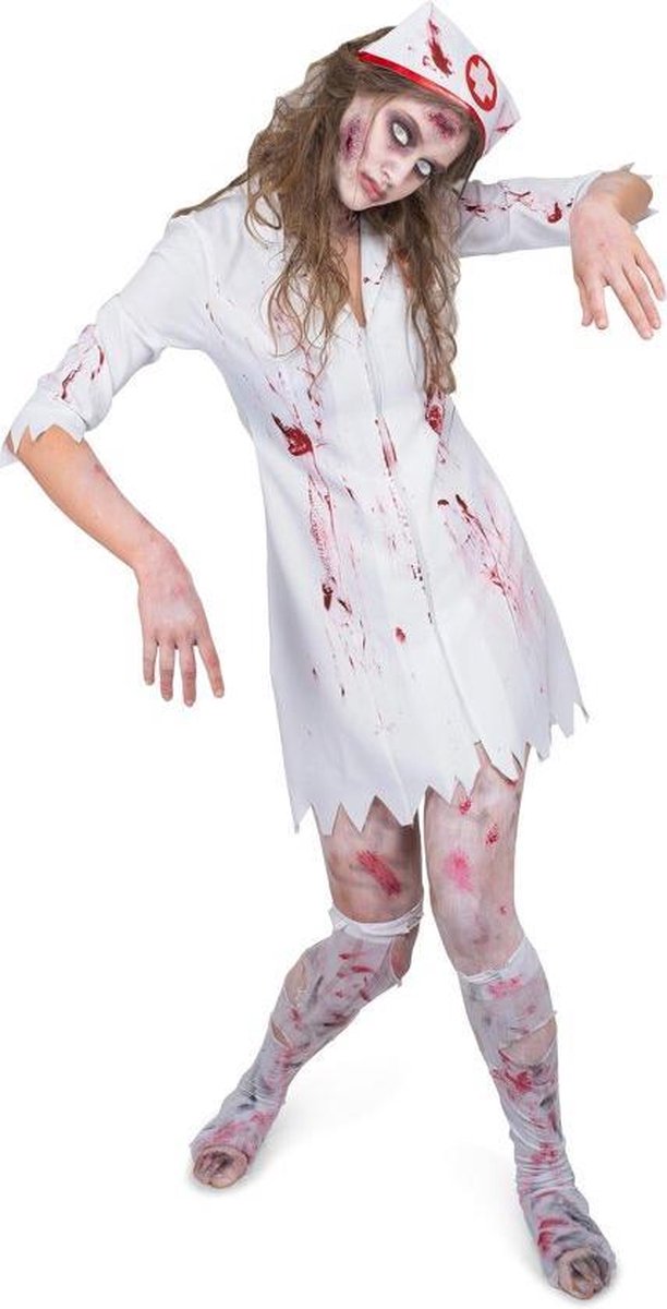 Karnival Costumes Kostuum Zombie Verpleegster Kostuum Dames Halloween Carnavalskleding Dames Carnaval - Polyester - Maat XS - 2-Delig Jurk/Hoed