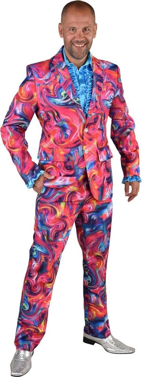 Magic By Freddy's - Feesten & Gelegenheden Kostuum - Roze Funky Cirkels Aquarel - Man - multicolor - Extra Small - Carnavalskleding - Verkleedkleding