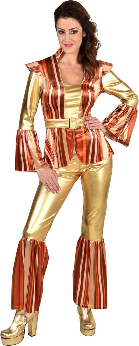 Magic By Freddy's - Hippie Kostuum - Gouden Hippie Danseres - Vrouw - rood,goud - Small - Carnavalskleding - Verkleedkleding