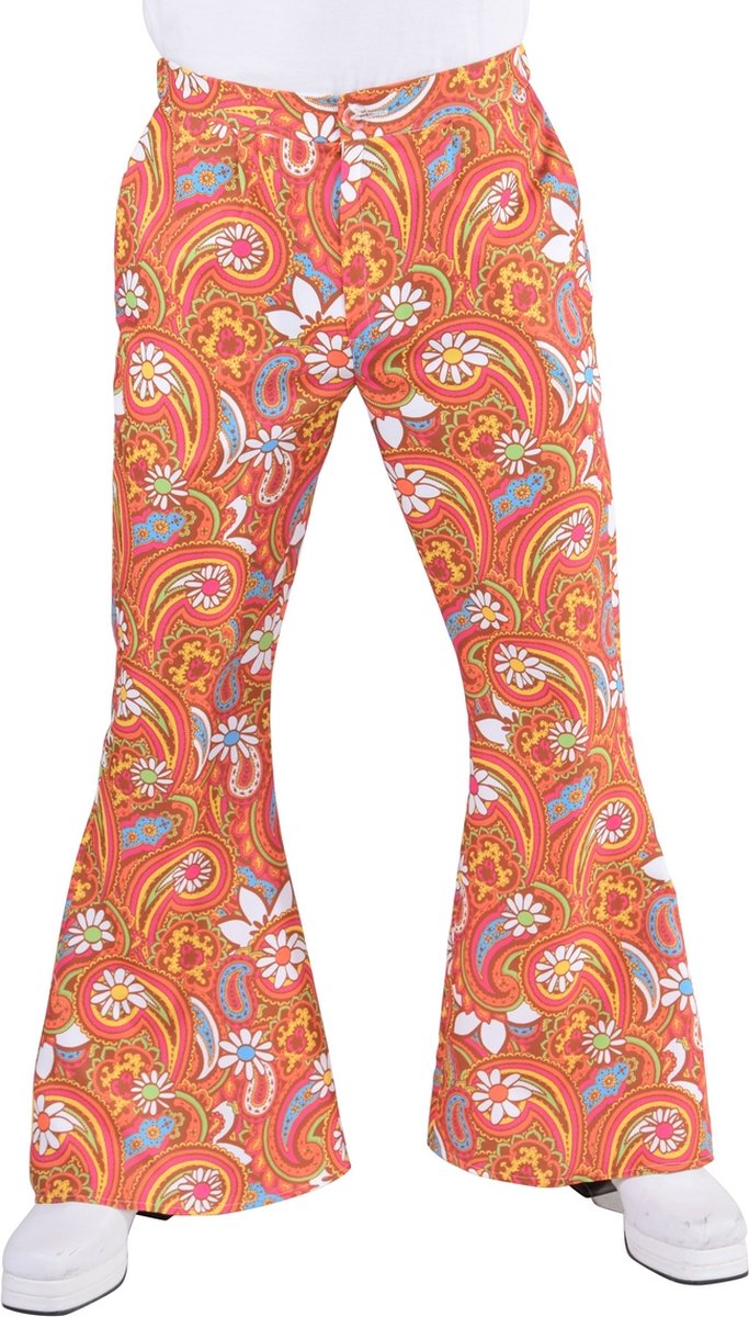 Magic By Freddy's - Hippie Kostuum - Hippie Broek Paisley Oranje Man - oranje - Large - Carnavalskleding - Verkleedkleding