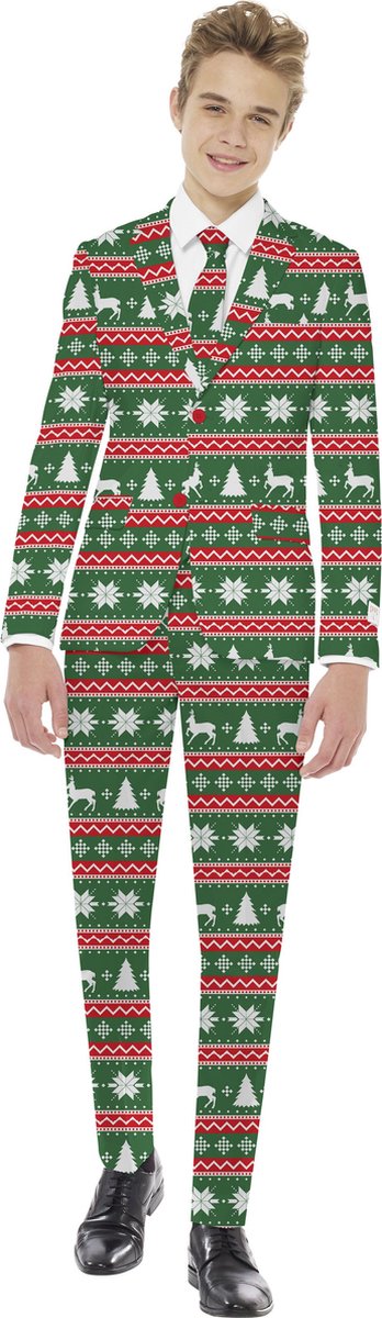 OppoSuits Festive Green - Tiener Pak - Kerst Outfit - Groen - Maat 12 Jaar