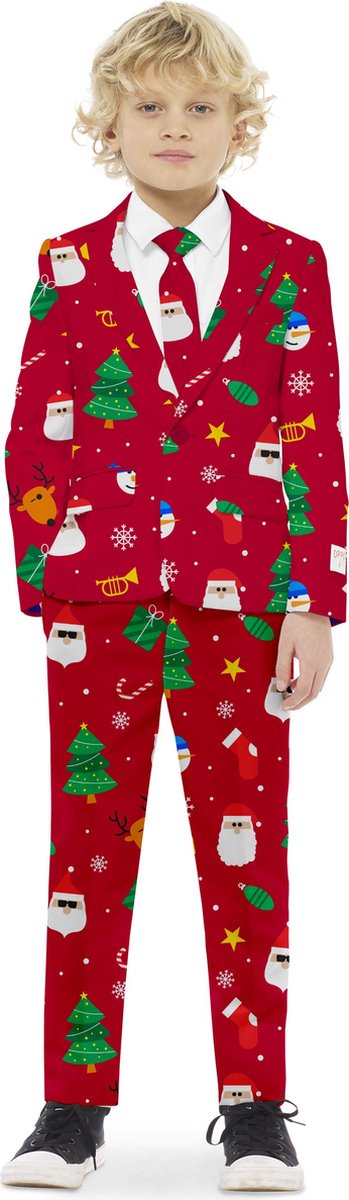 OppoSuits Festivity Red - Kids Pak - Kerst Outfit - Rood - Maat 2 Jaar