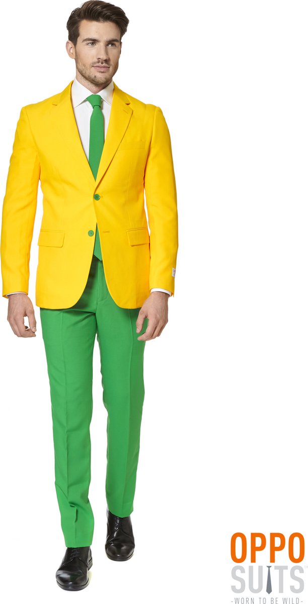 OppoSuits | Green and Gold | Mannen Kostuum | Meerkleurig | Carnaval | Maat 52