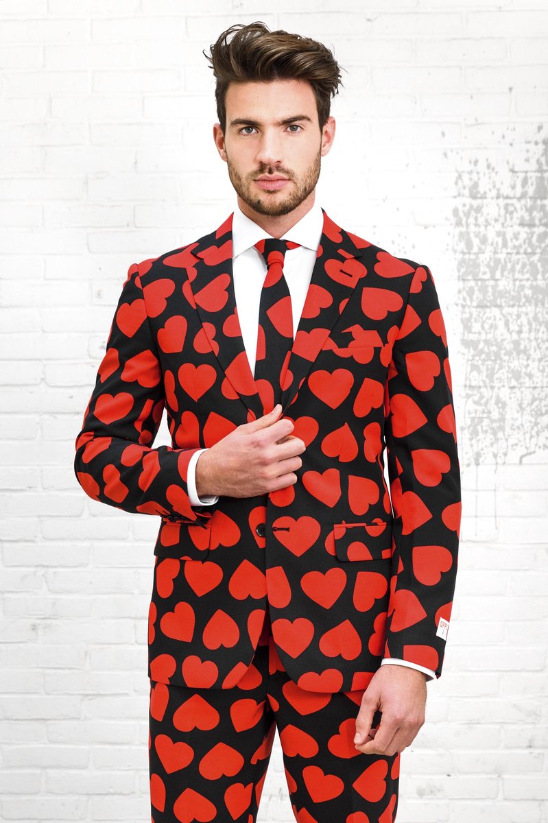 OppoSuits King of Hearts - Mannen Kostuum - Rood - Carnaval - Maat 46