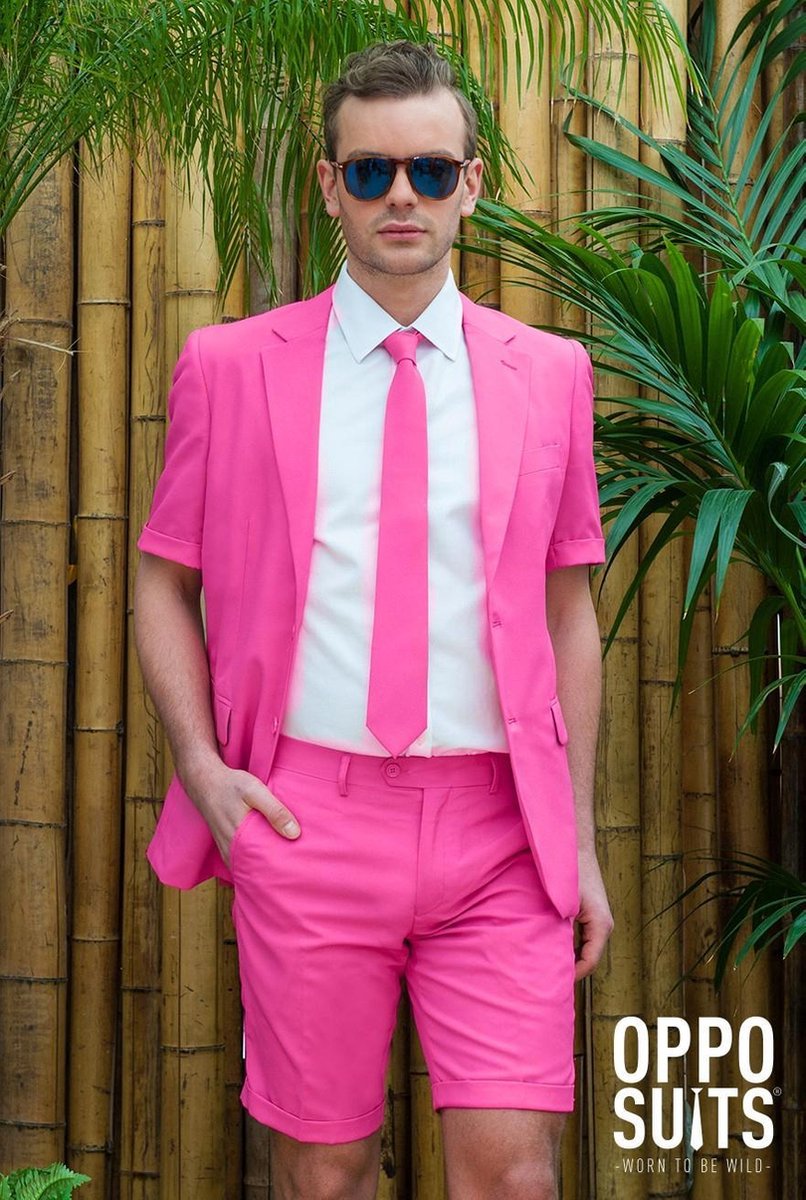 OppoSuits SUMMER Mr. Pink - Heren Zomer Pak - Casual Effen Gekleurd - Roze - Maat EU 48