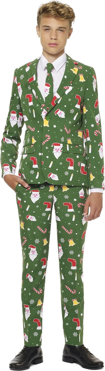 OppoSuits Santaboss - Tiener Pak - Kerst Pak - Groen - Maat 10 Jaar