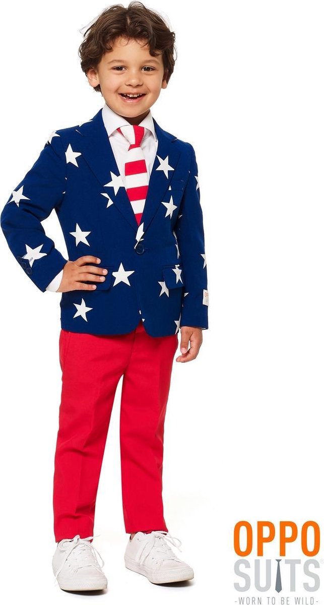 OppoSuits Stars & Stripes - Jongens Kostuum - Gekleurd - Carnaval - Maat 110/116