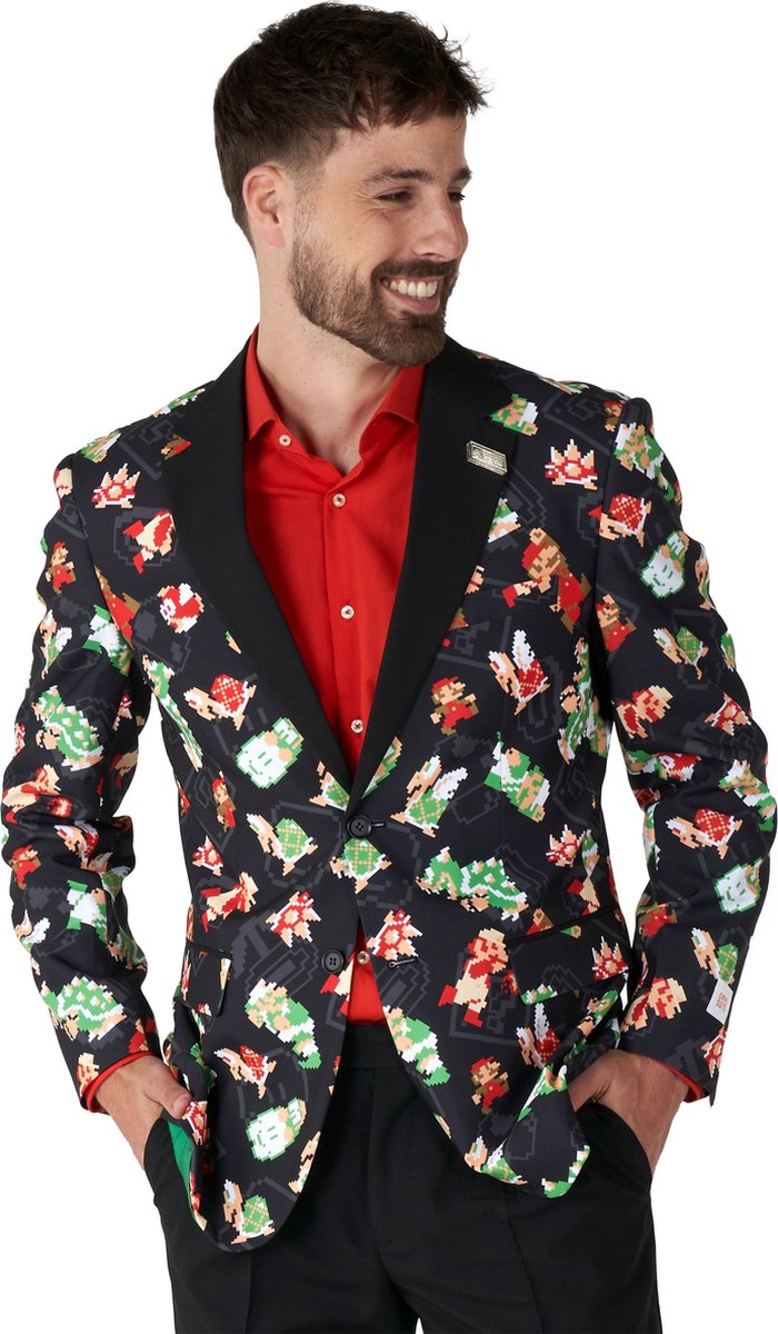 OppoSuits Super Mario Bros™ - Heren Blazer - Nintendo Blazer - Zwart - Maat EU 46