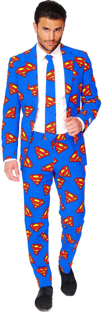 OppoSuits Superman™ - Heren Pak - DC Comics Superheld - Blauw - Maat EU 60