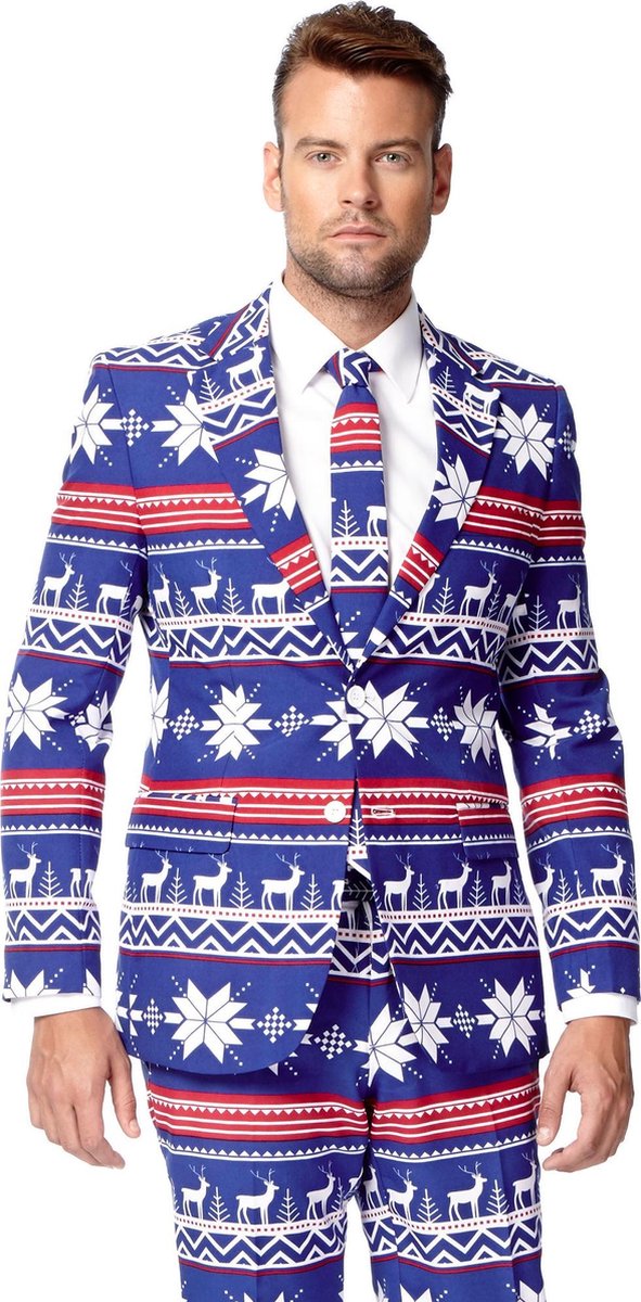 OppoSuits The Rudolph - Heren Kostuum - Blauw - Kerstpak - Maat 52