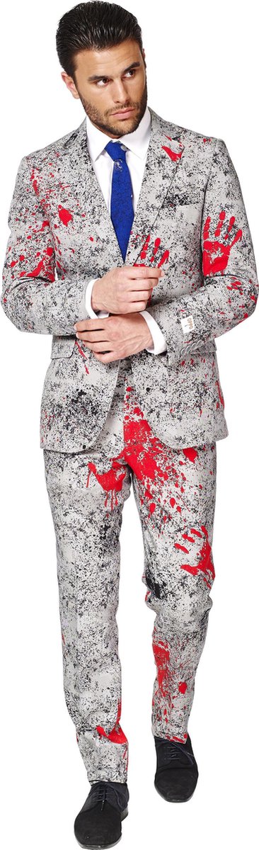 OppoSuits Zombiac - Mannen Carnaval Zombie Pak - Grijs - Halloween - Maat 50