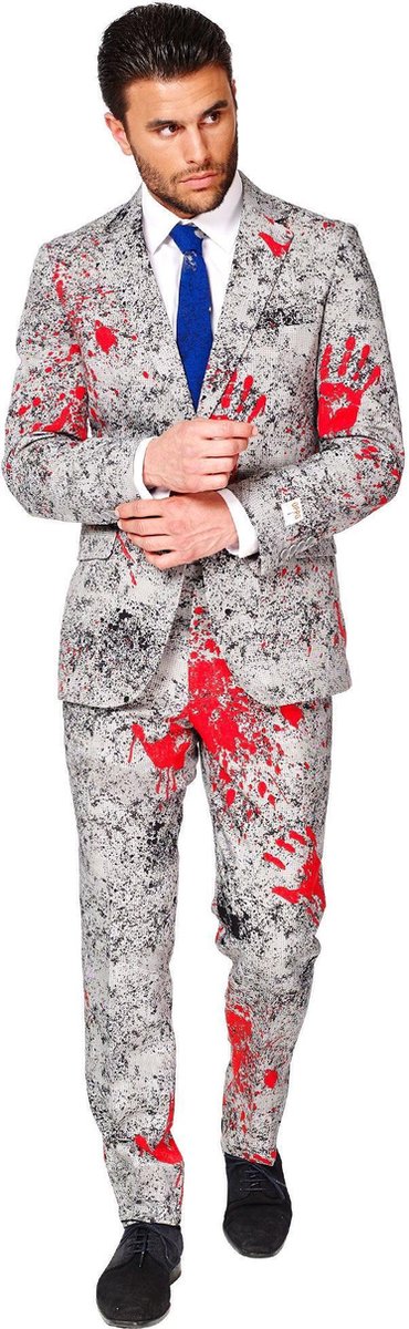 OppoSuits Zombiac - Mannen Carnaval Zombie Pak - Grijs - Halloween - Maat 52