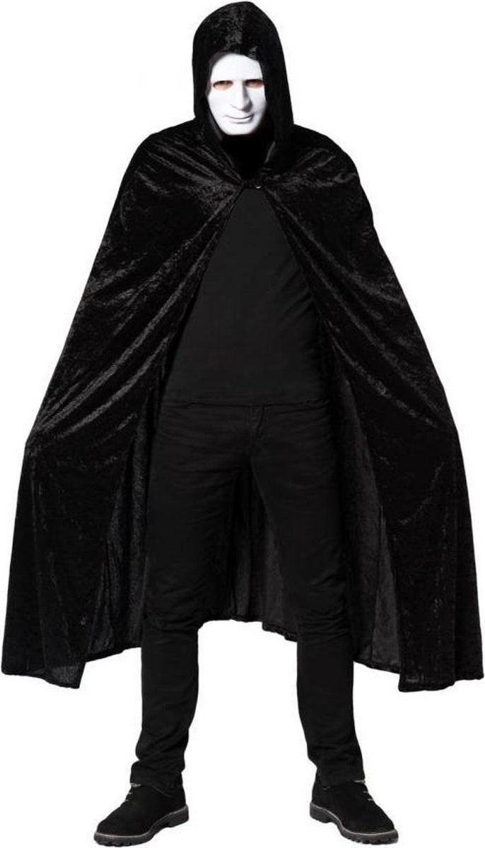 Partychimp Velours Vampier Dracula Cape Met Capuchon Halloween Kostuum Volwassenen Halloween Kostuum Dames Halloween Kostuum Heren Carnavalskleding Dames Carnavalskleding Heren Verkleedkleren Volwassenen- Zwart - One Size - Masker Niet Inbegrepen