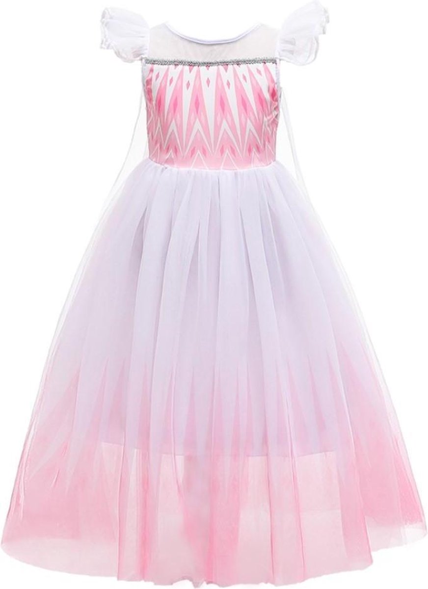 Prinses - Roze Elsa jurk - Frozen - Prinsessenjurk - Verkleedkleding - Roze - 134/140 (140) 8/9 jaar