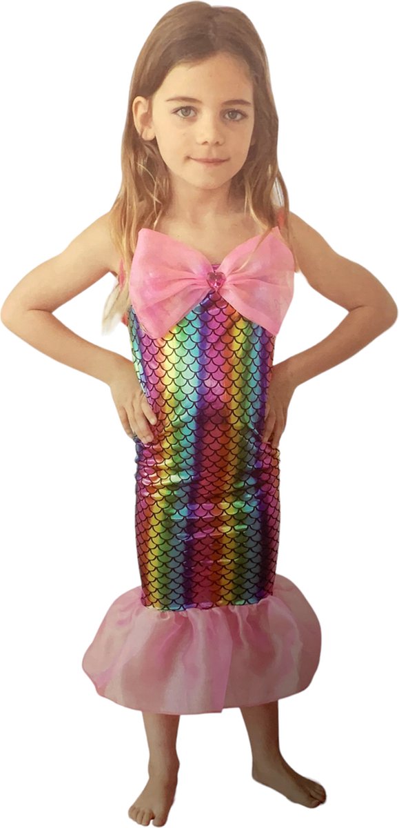 Regenboog Zeemeermin jurk meisjes - 3/5 jaar - verkleedkleding kinderen