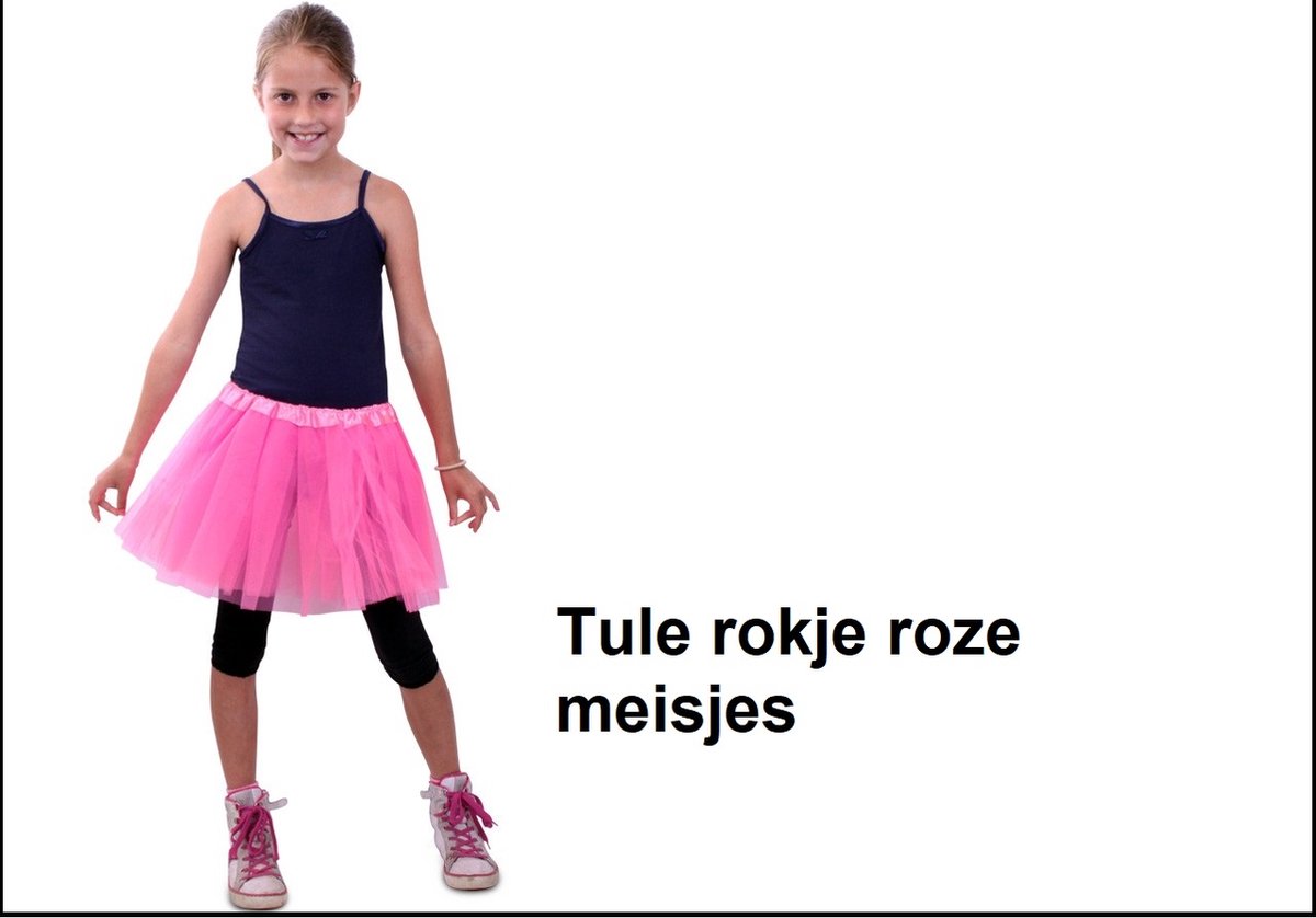 Rokje tule roze kids one size - Themafeest festival party verjaardag toneel fun