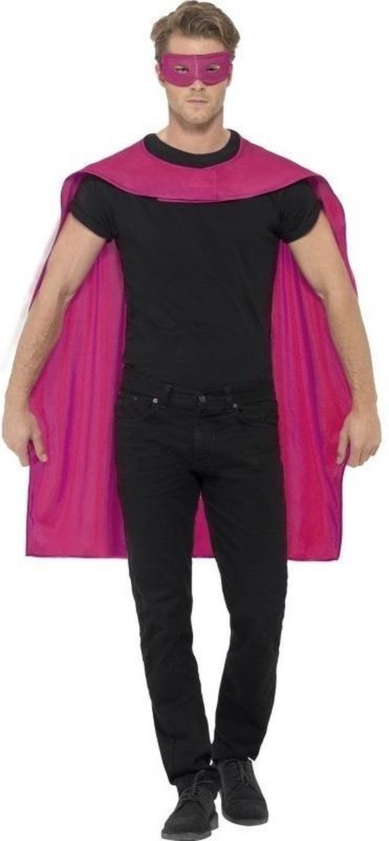 Roze cape met oogmasker voor volwassenen