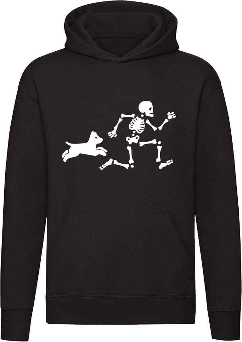 SkeletHond | hond | skelet | rennen | botten | vluchten | dood | sportief | Unisex | Trui | Sweater | Capuchon