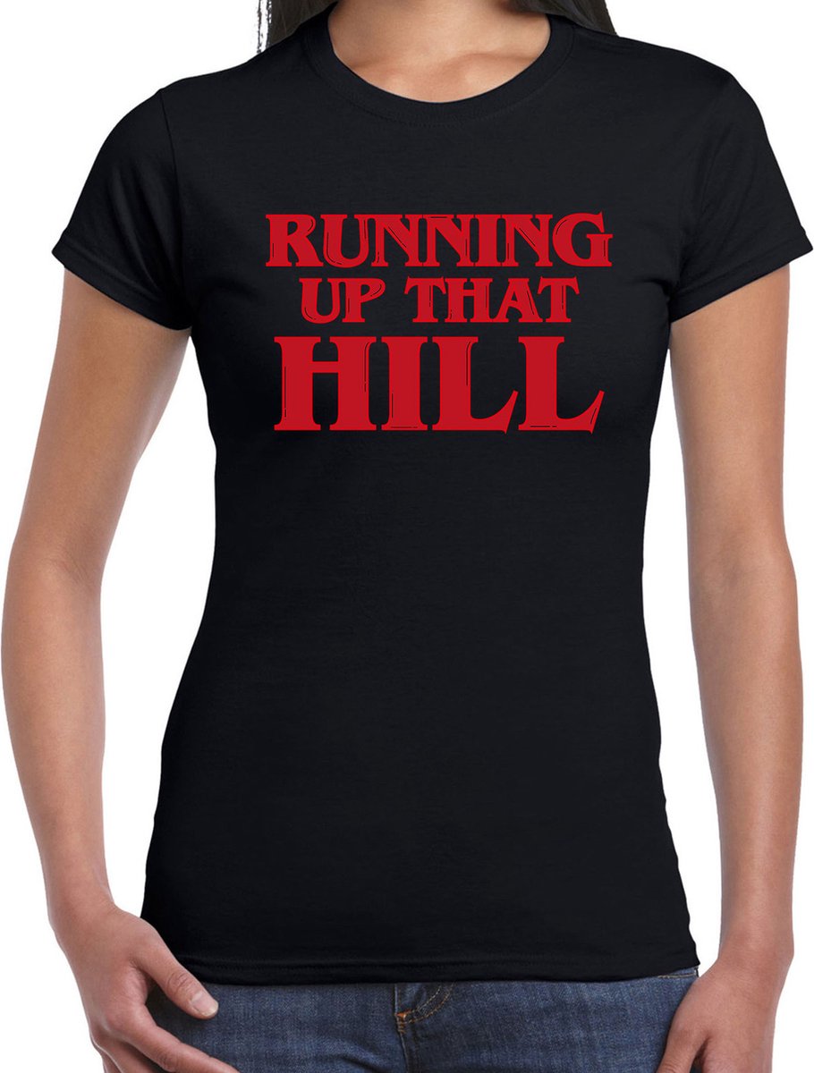 Stranger Halloween verkleed shirt running that hill zwart - dames - horror shirt / kleding / kostuum XS