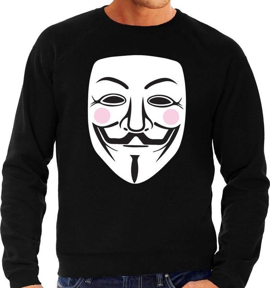 Vendetta masker sweater zwart voor heren - V for Vendetta / Anonymous trui M