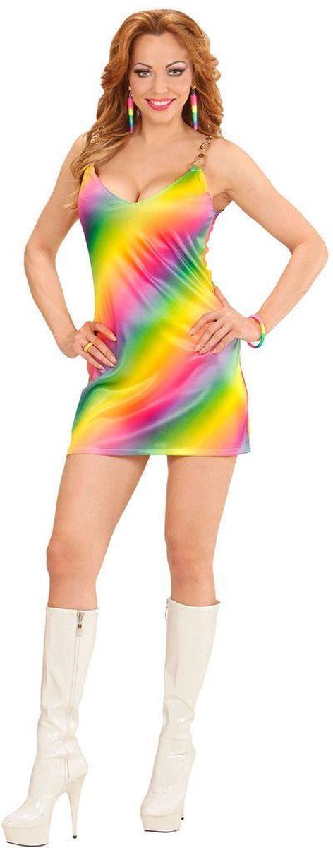 Widmann - Hippie Kostuum - 70s Regenboog Dame - Vrouw - multicolor - Large - Carnavalskleding - Verkleedkleding