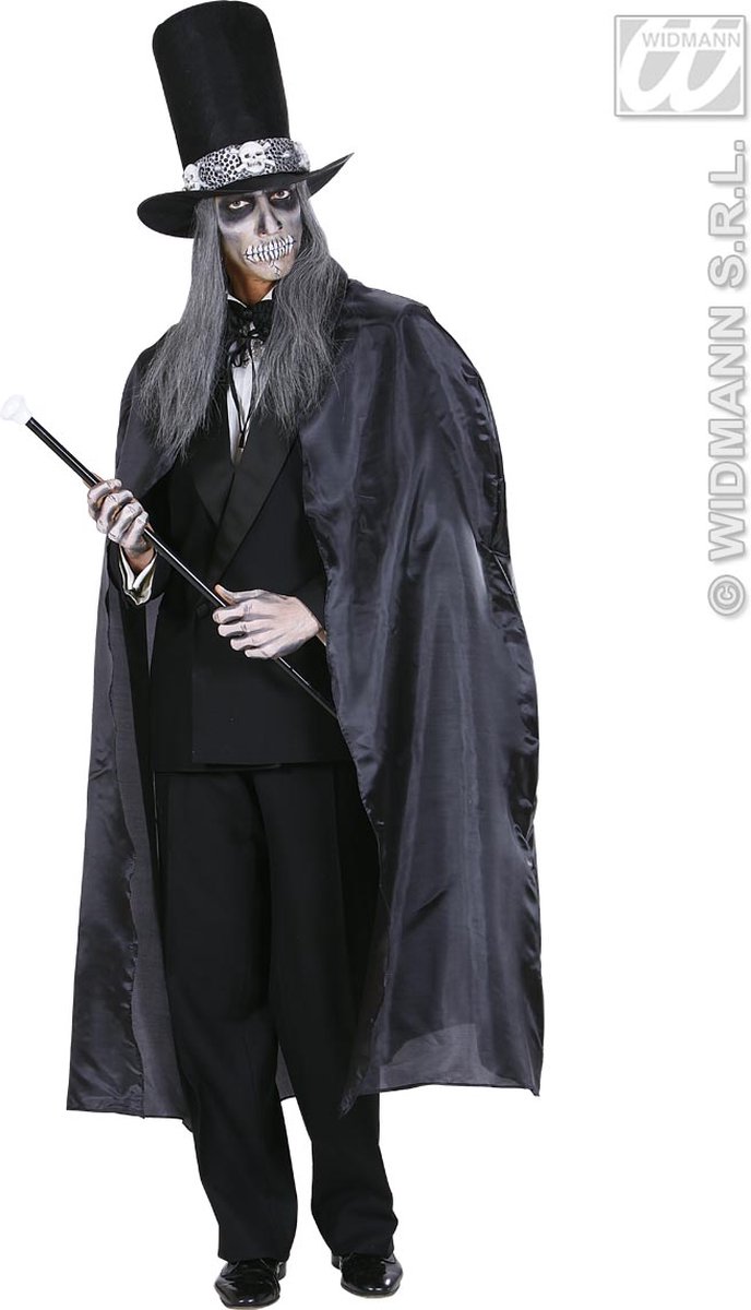 Widmann -Zwarte Cape 130 Centimeter - zwart - One Size - Halloween - Verkleedkleding