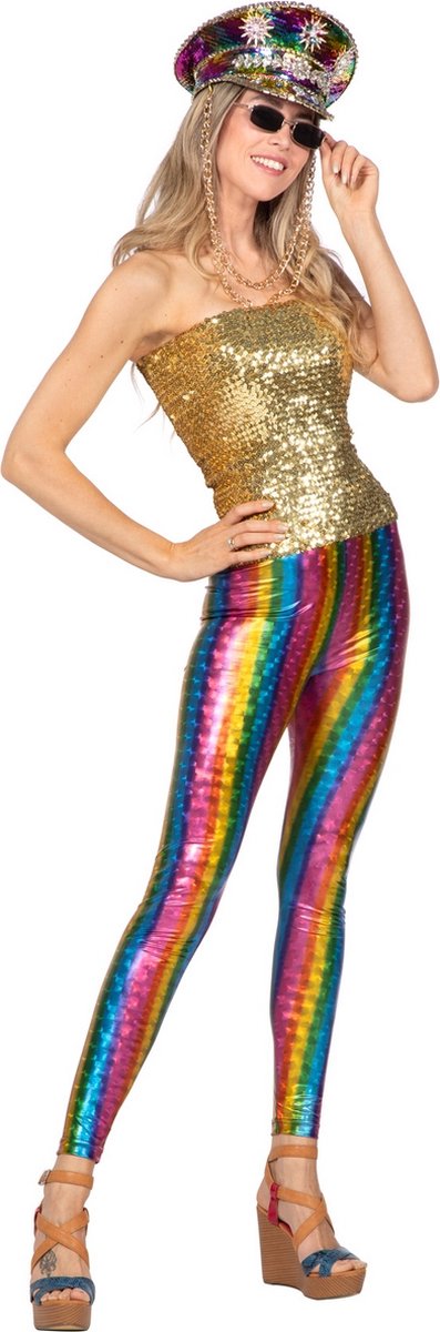 Wilbers - Feesten & Gelegenheden Kostuum - Rainbow Dance Festival Legging Vrouw - multicolor - Maat 36 - Carnavalskleding - Verkleedkleding