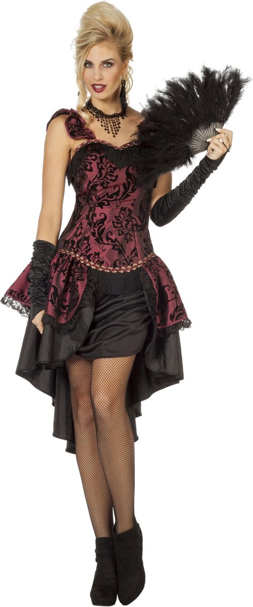 Wilbers - Jaren 20 Danseressen Kostuum - Kitty Queen Burlesque - Vrouw - zwart - Maat 34 - Halloween - Verkleedkleding