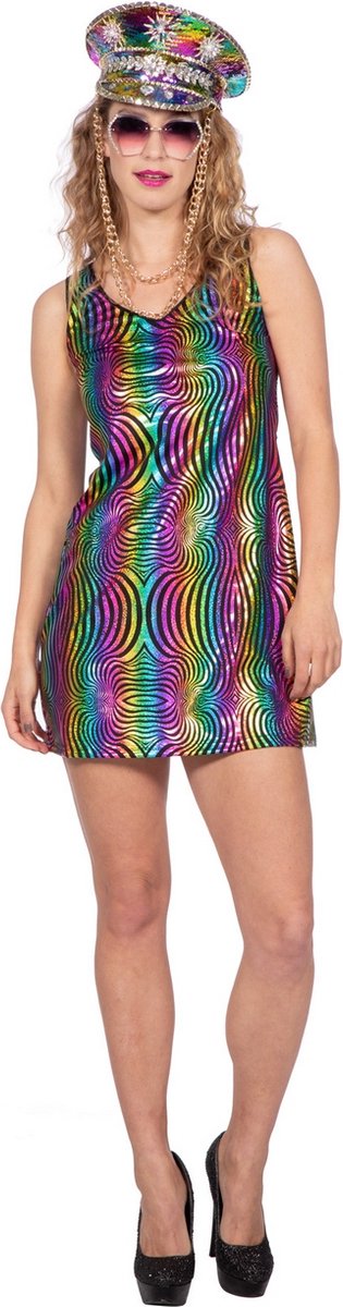 Wilbers - Jaren 80 & 90 Kostuum - Circle Of Rainbow Life - Vrouw - multicolor - Large - Carnavalskleding - Verkleedkleding