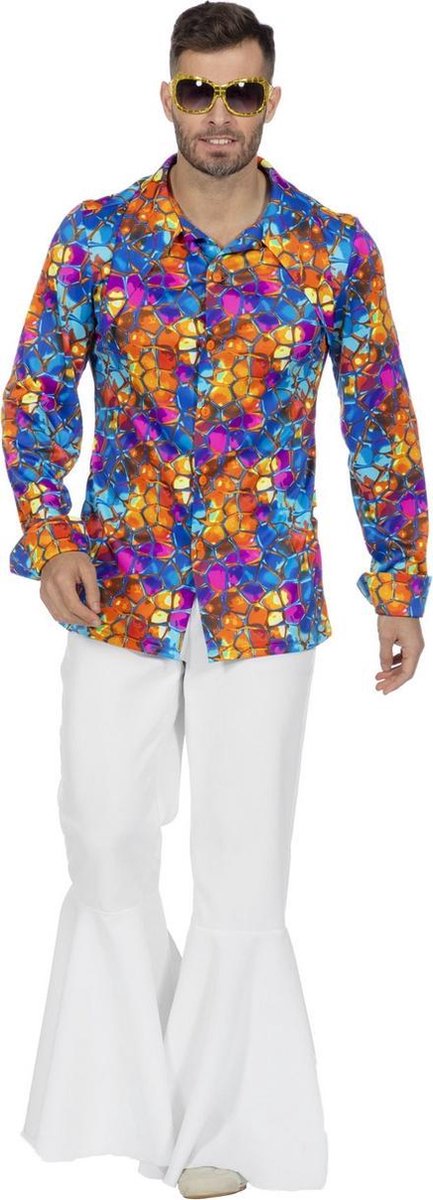 Wilbers - Jaren 80 & 90 Kostuum - Glas In Lood Discobol Dansfeest Man - multicolor - Maat 48 - Carnavalskleding - Verkleedkleding