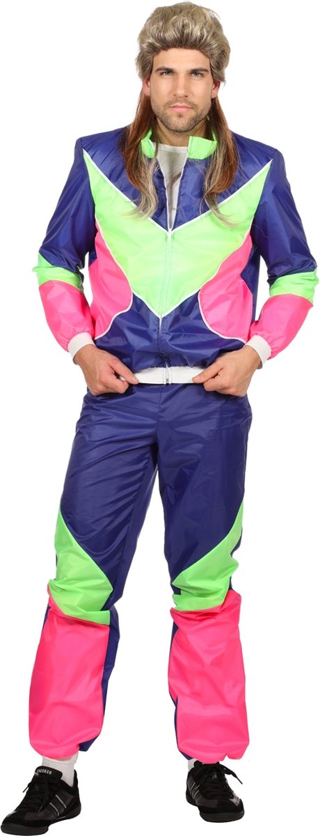 Wilbers - Jaren 80 & 90 Kostuum - Jaren 80 Retro Trainingspak Zo Fout Als Maar Kan - Man - multicolor - Maat 48 - Carnavalskleding - Verkleedkleding