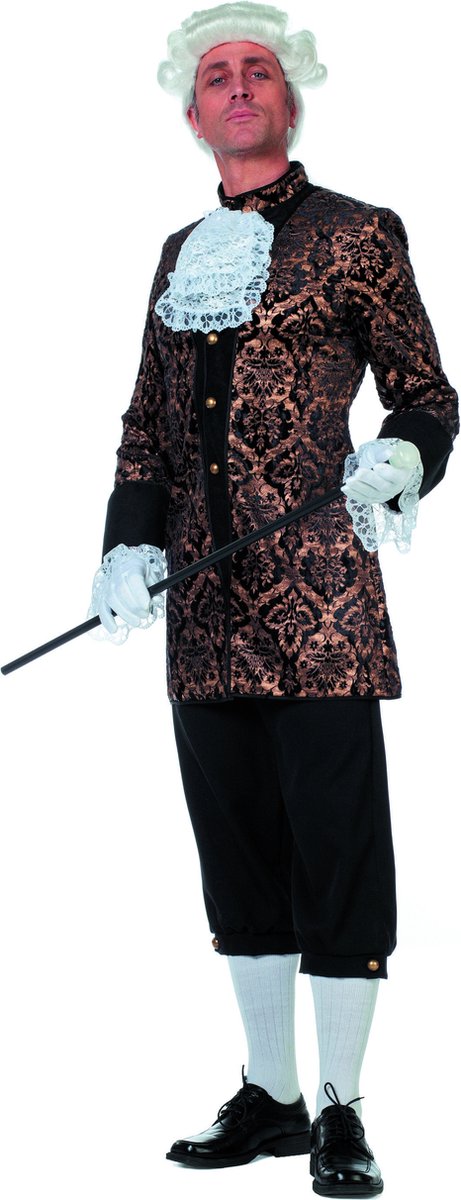 Wilbers - Middeleeuwen & Renaissance Kostuum - Markies Louis De Sade - Man - zwart,goud - Maat 48 - Carnavalskleding - Verkleedkleding