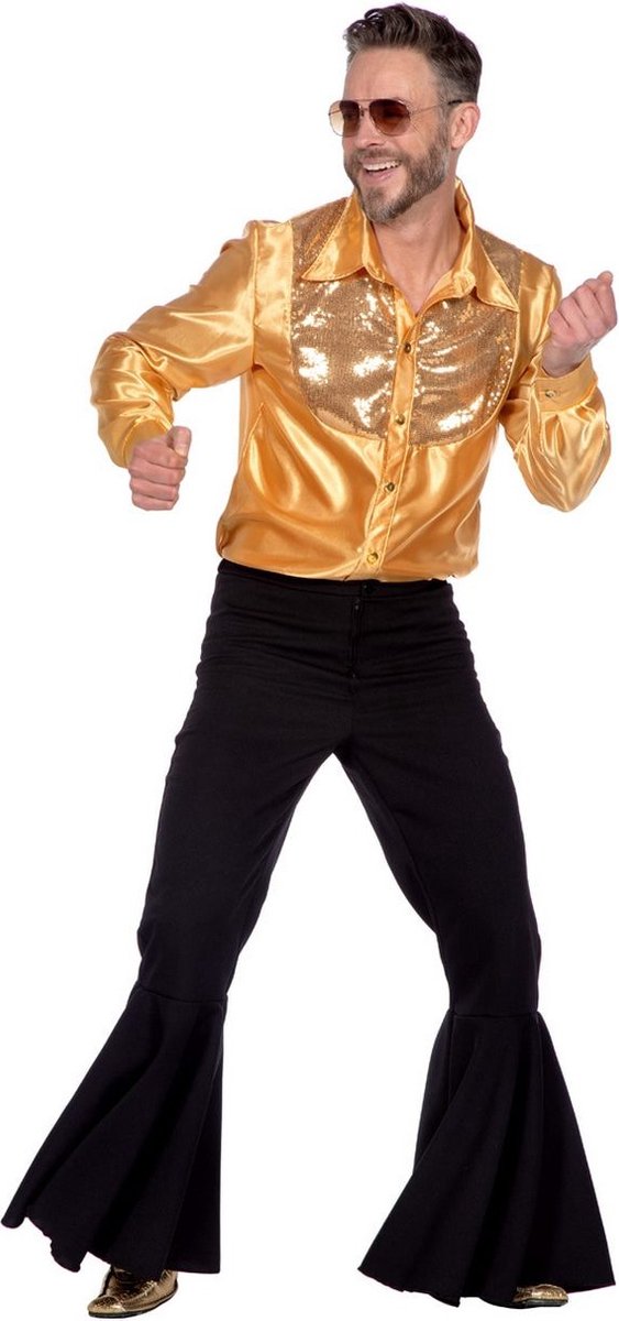 Wilbers - Rock & Roll Kostuum - Dans Sensatie Johny Gold Man - goud - Large - Carnavalskleding - Verkleedkleding