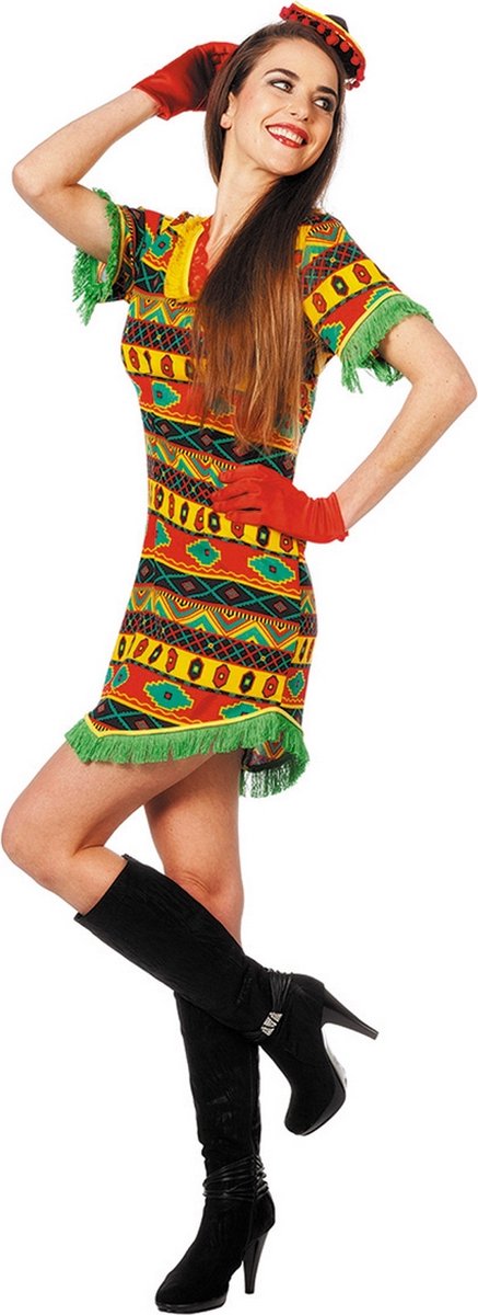 Wilbers - Spaans & Mexicaans Kostuum - Mexicaanse Bandita Senora Ranchera - Vrouw - multicolor - Maat 44 - Carnavalskleding - Verkleedkleding