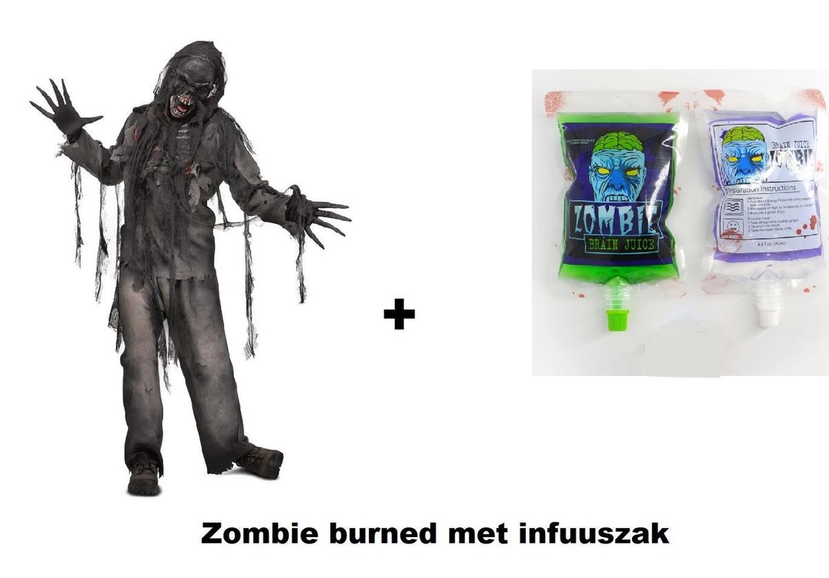 Zombie verbrand horror outfit aan infuus - - Halloween horror zombie scary met infuuszak walking deadthema feest